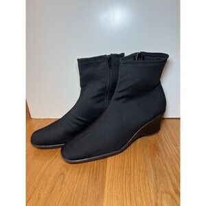 Trotters Boots Womens Size 11W Stretch Fabric Wedge Zip Ankle Comfort Shoes